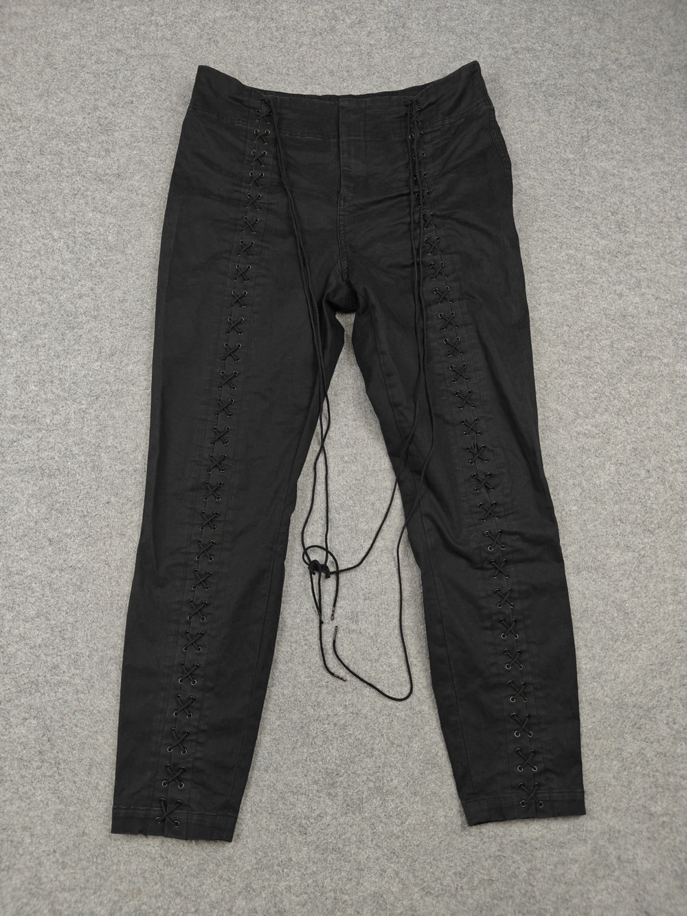 A.L.C. Pants Womens 12 Black Ankle Skinny Lace-Up Twill Stretch Pockets